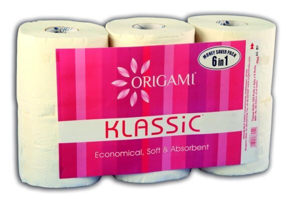 Origami Klassic 6-in-1 Tissue Roll - 1080 Pulls With 2 Ply (Pack of 12)