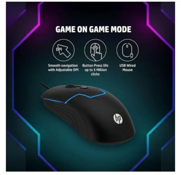 hp M100 Wired Gaming Mouse (Black) - Image 2